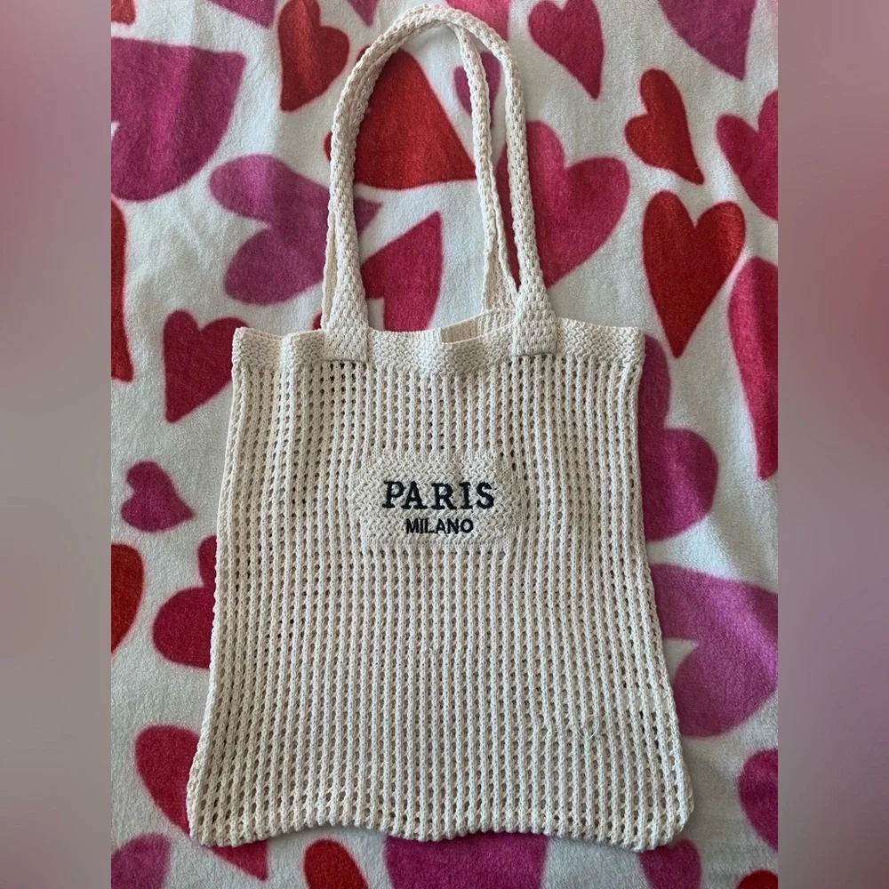 Crochet Tote Bag For Women, Crochet Mesh Beach Tote Bag Summer Vacation - Picture 1 of 1